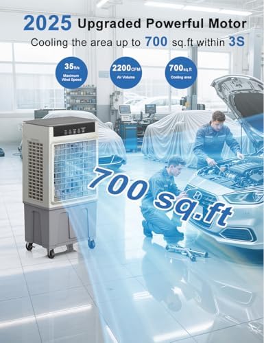 Swamp Cooler Air Conditioner, Evaporative Air Cooler, 24H Timer & 8 Gal Water Tank, 100°Oscillation, 3 Speeds&4 Ice Boxes, Portable Cooling Fan for Garage Outdoor Indoor