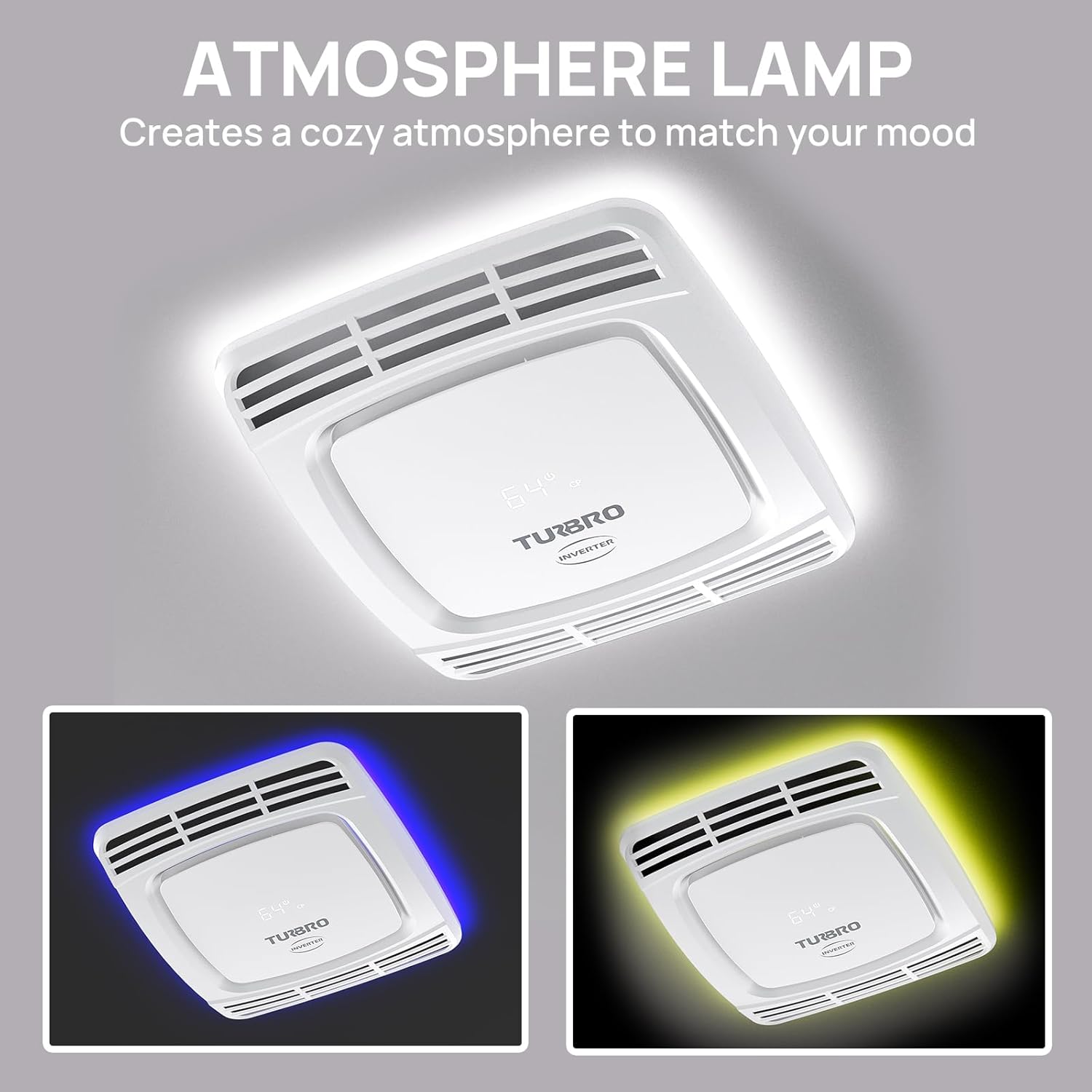 TURBRO Inverter 13.5K BTU RV Air Conditioner with Cooling and Heat Pump | Non-Ducted Low-Profile Rooftop Unit | Quiet Operation | WiFi & Remote Control | LED Atmosphere Light, Black