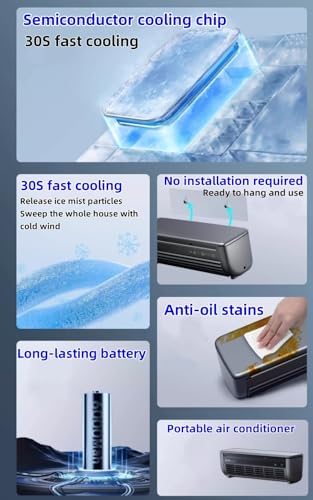 Mini Wall-Mounted Air Conditioner with Remote Control - Portable Cold Air Blower, Low Energy Consumption, Fast Cooling for Bedroom, Living Room, and Office