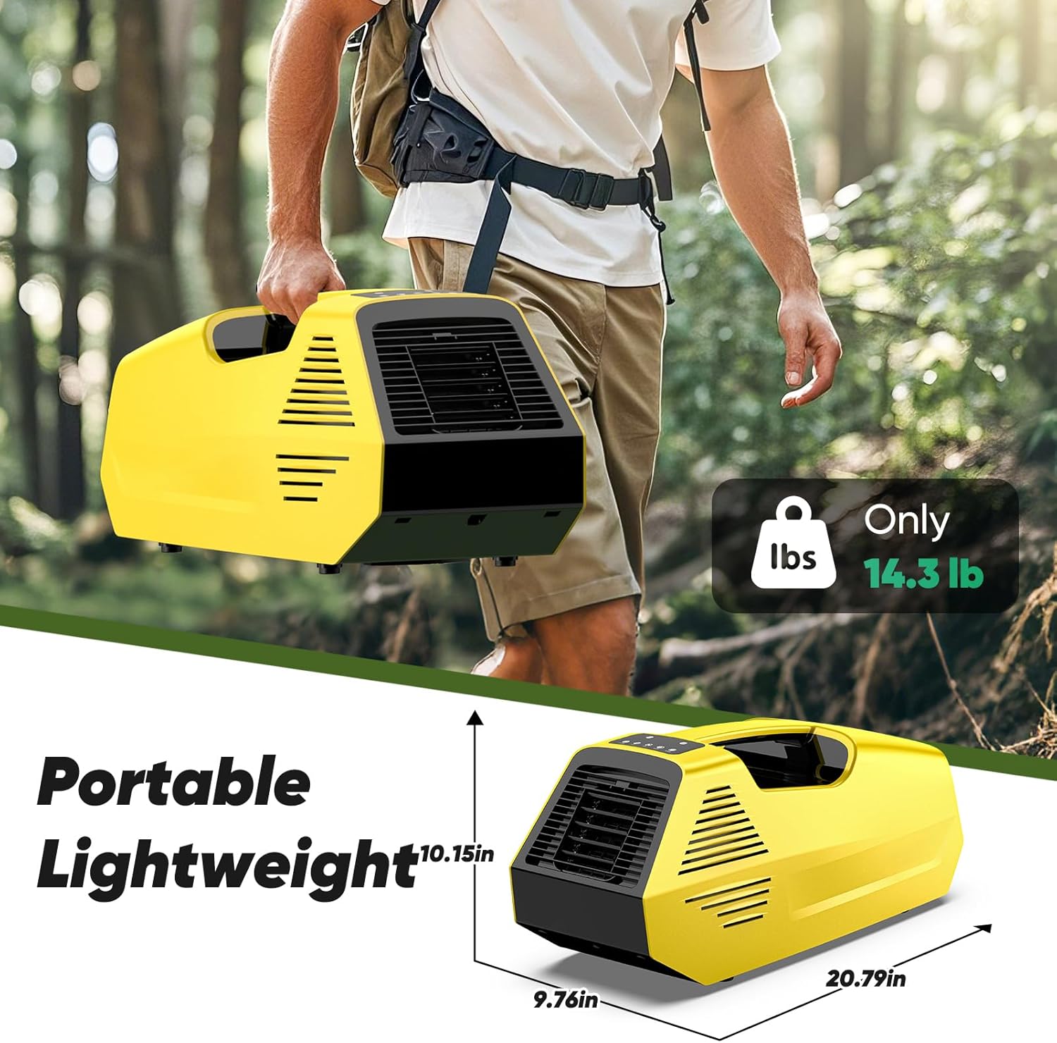 Portable Air Conditioner- Portable Ac for Camping, 240W Low Power Consumption Portable AC for Car, Tent, RV, Truck,Outdoor Use (Yellow)