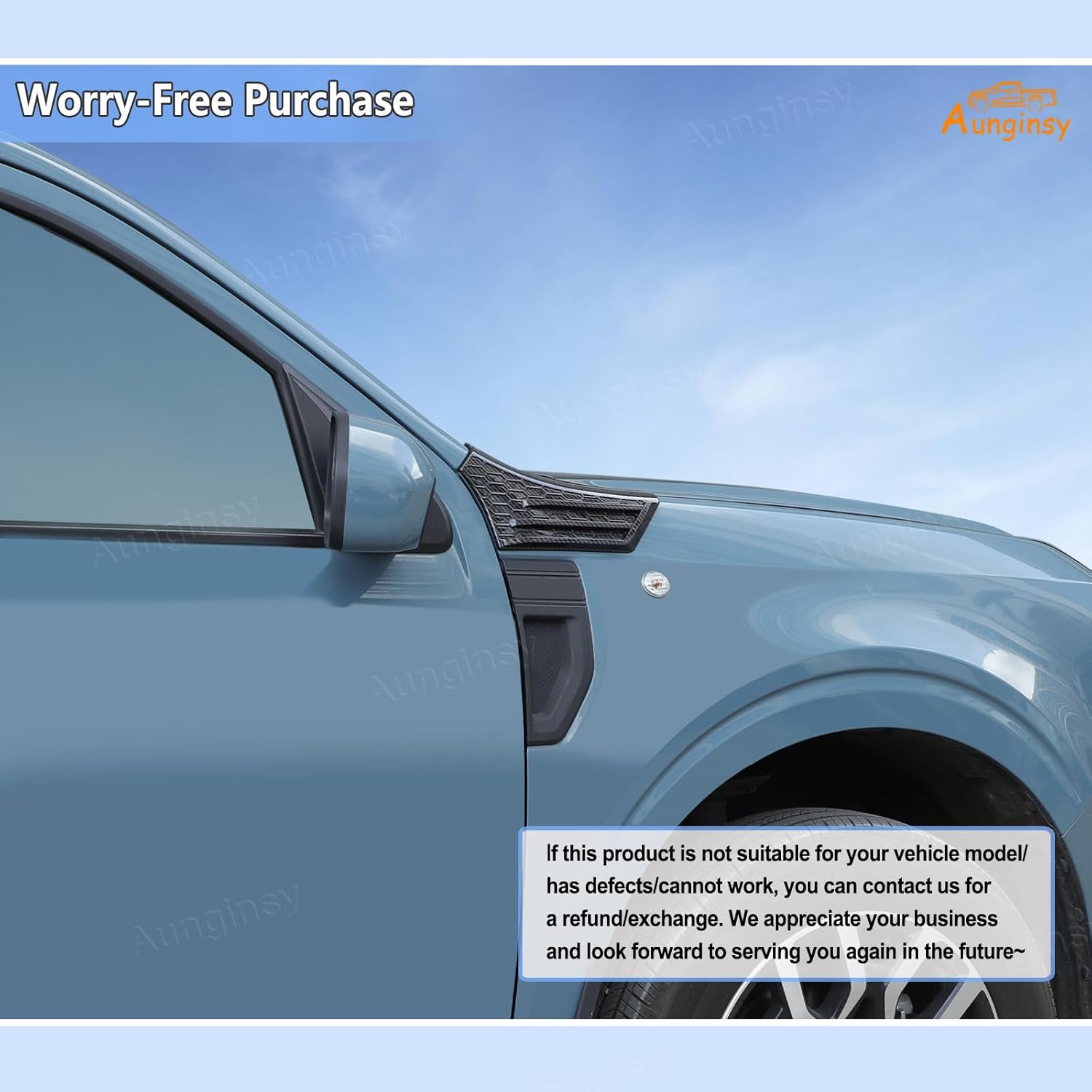 Aunginsy Upper Fender Air Vent Panel Trim Cover Compatible with Ford Maverick 2022-2025, Car Hood Left & Right Side Cowl Body Armor Corner Guards Engine Spoiler Decorative Overlay Exterior Accessories