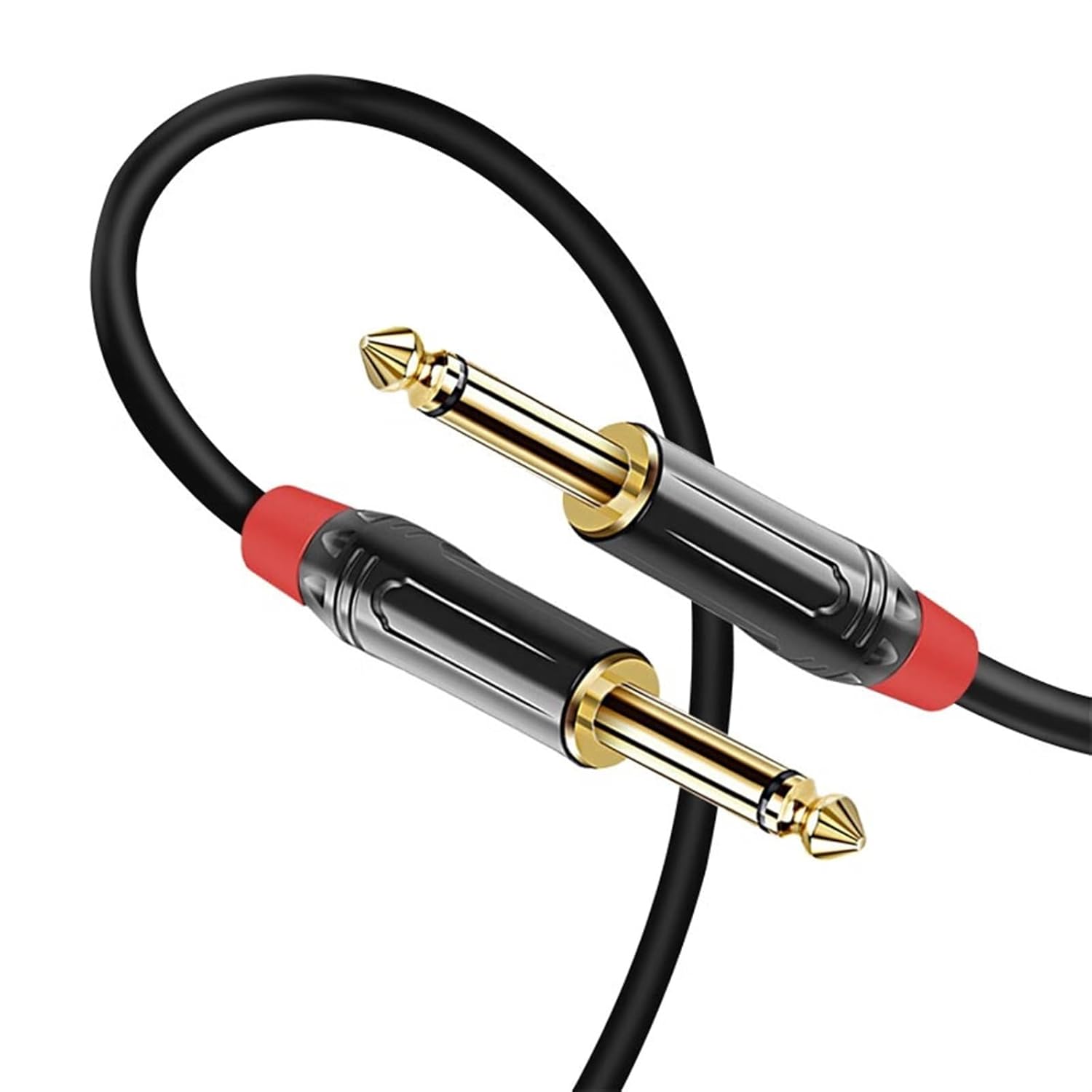 Pro Audio Cable 6.35 Cable Male to Male 6.5mm Large Two-core Mixer Amplifier Electric Guitar Connection Cable(Red,15m)