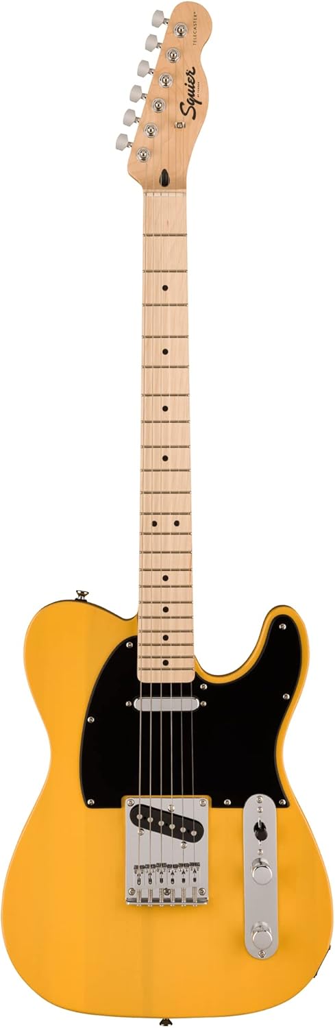 Fender Squier Sonic Telecaster - Butterscotch Blonde Bundle with Tuner, Strap, Picks, and Austin Bazaar Guitar DVD