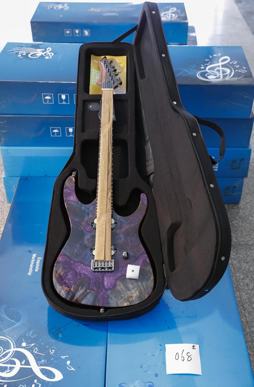 Leo Jaymz Electric Guitar Monsoon Deluxe See What You Get Series, Mahogany Body, Roasted Maple Neck, Rosewood Fretboard, Locking Tuners, Rounded Frets, Case (VC-0004-068)