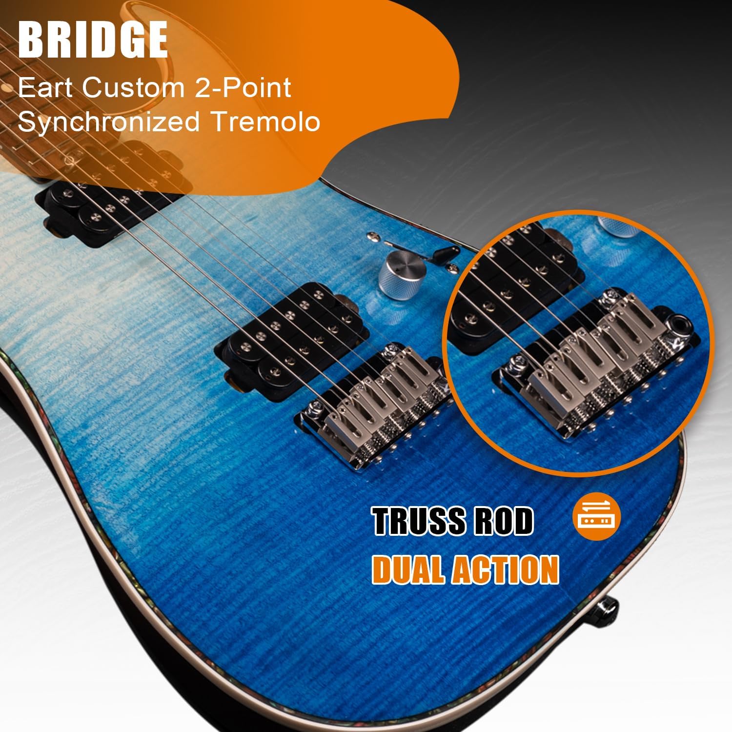 EART EYP-Elite Soild Body Electric Guitar with Roasted Mahogany Custom Artones-HBC115 Pickups NK-Arch-Top Body,Gloss Body Electric Guitar