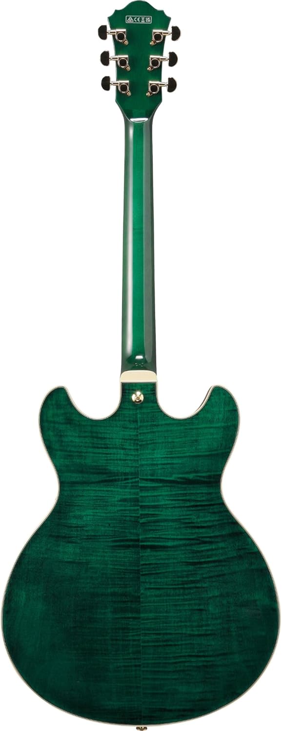 Ibanez AS93FM Artcore Expressionist 6-String Right-Handed Electric Guitar with Flamed Maple Body and Macassar Ebony Fingerboard (Transparent Moss Green)