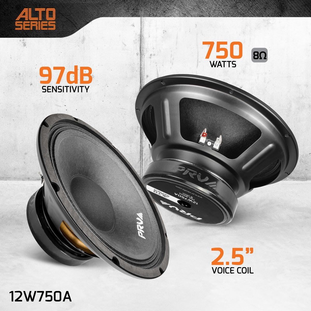 PRV AUDIO 12 Inch Woofer Speaker 12W750A 750 Watts, 8 Ohm, 2.5 in Voice Coil, Pro Audio Systems Loudspeaker (Single)