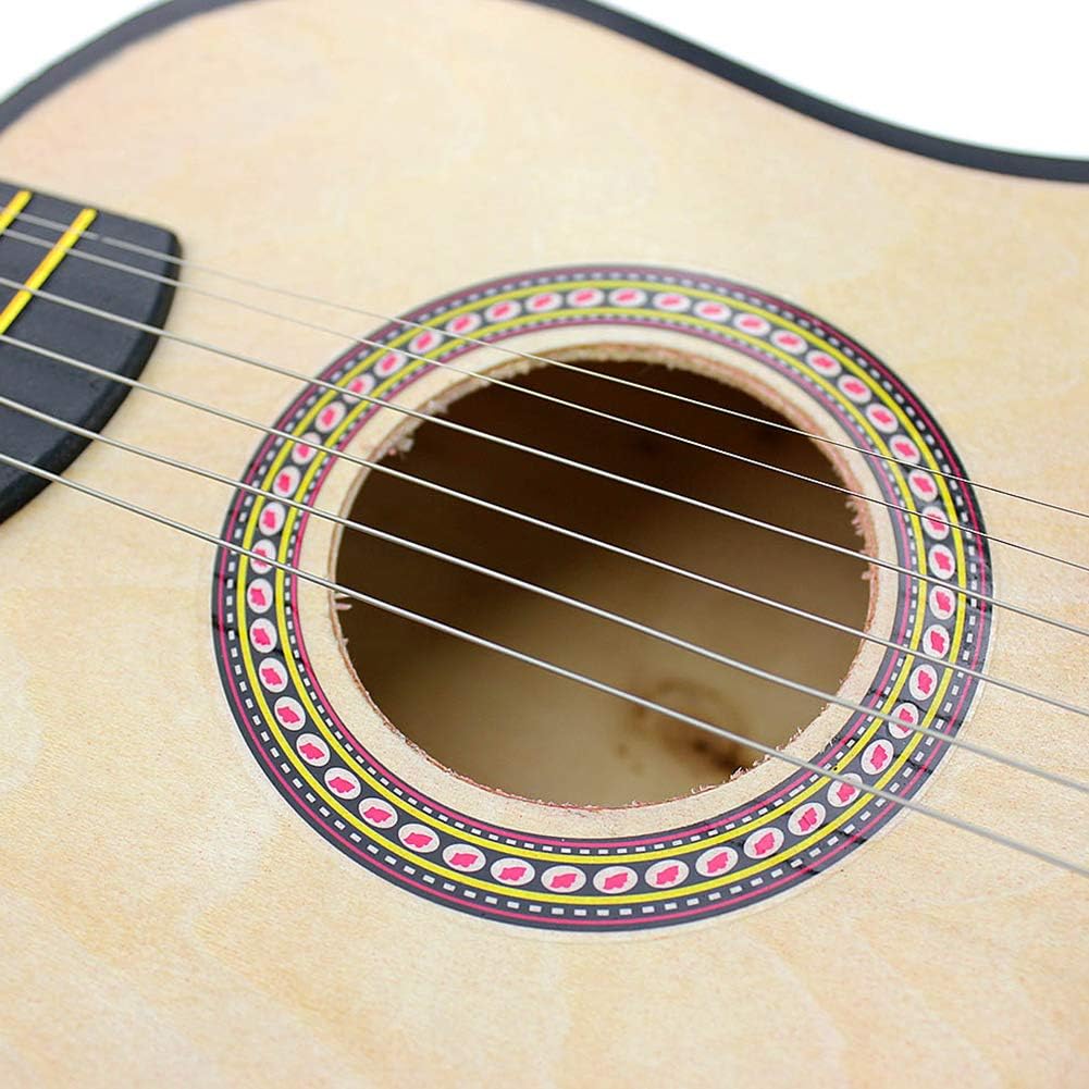 23in Wooden Guitar Basswood 6 String Mini Guitar Musical Instrument for Beginners (Wood)