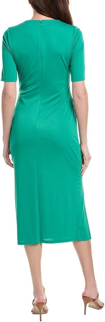Anne Klein Womens Short Sleeve Draped Midi Dress