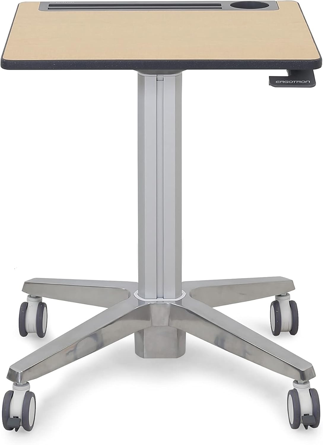 Ergotron – Mobile Standing Desk, Adjustable Height Small Rolling Laptop Computer Sit Stand Desk with Wheels for Classroom, Office, Medical or Home Use – Adjusts from 29 to 45 Inches – Maple