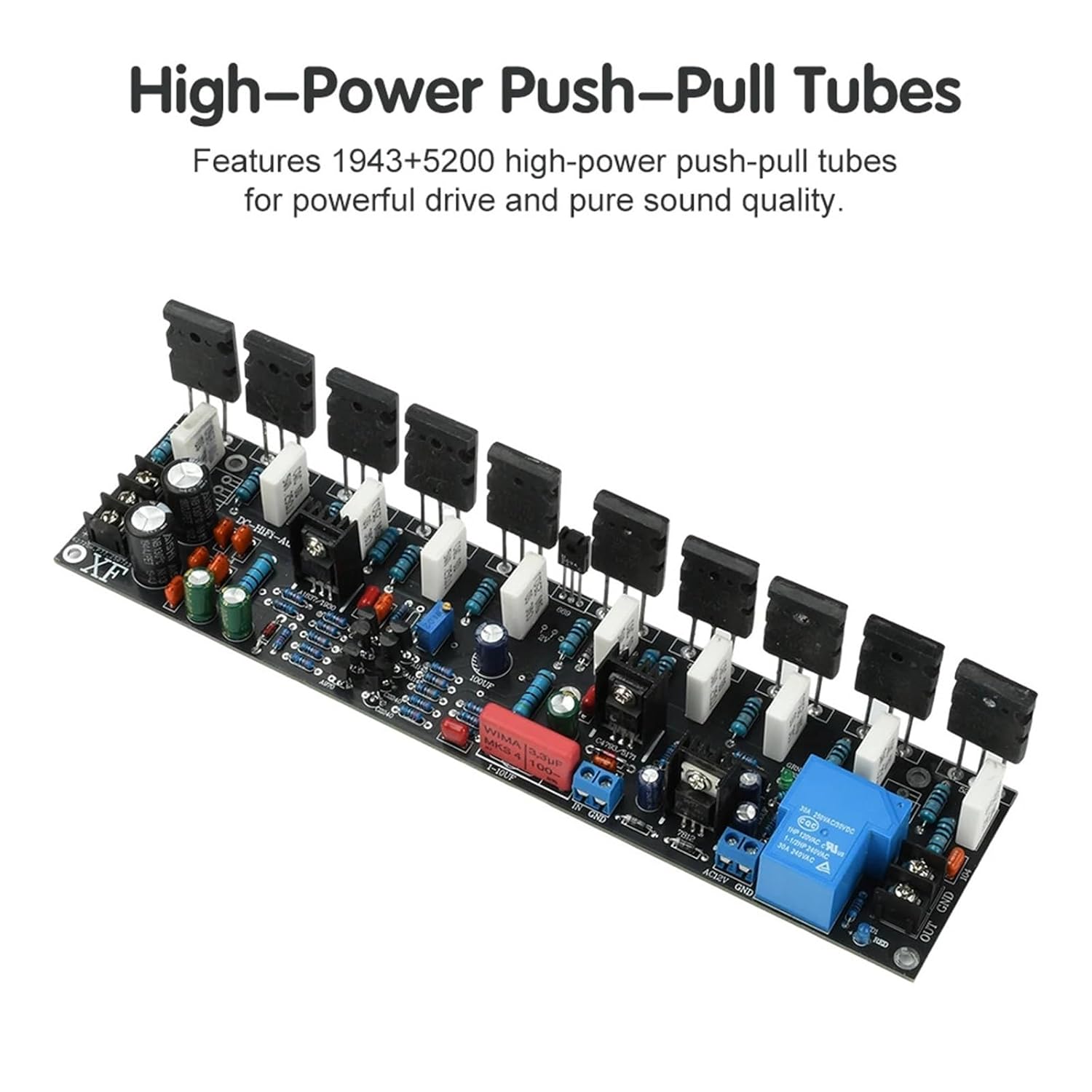 500W Mono Digital Audio Amplifier 1943+5200 Tube High Power Amplifiers 1 Channel HiFi Sound Rear Stage AMP Module