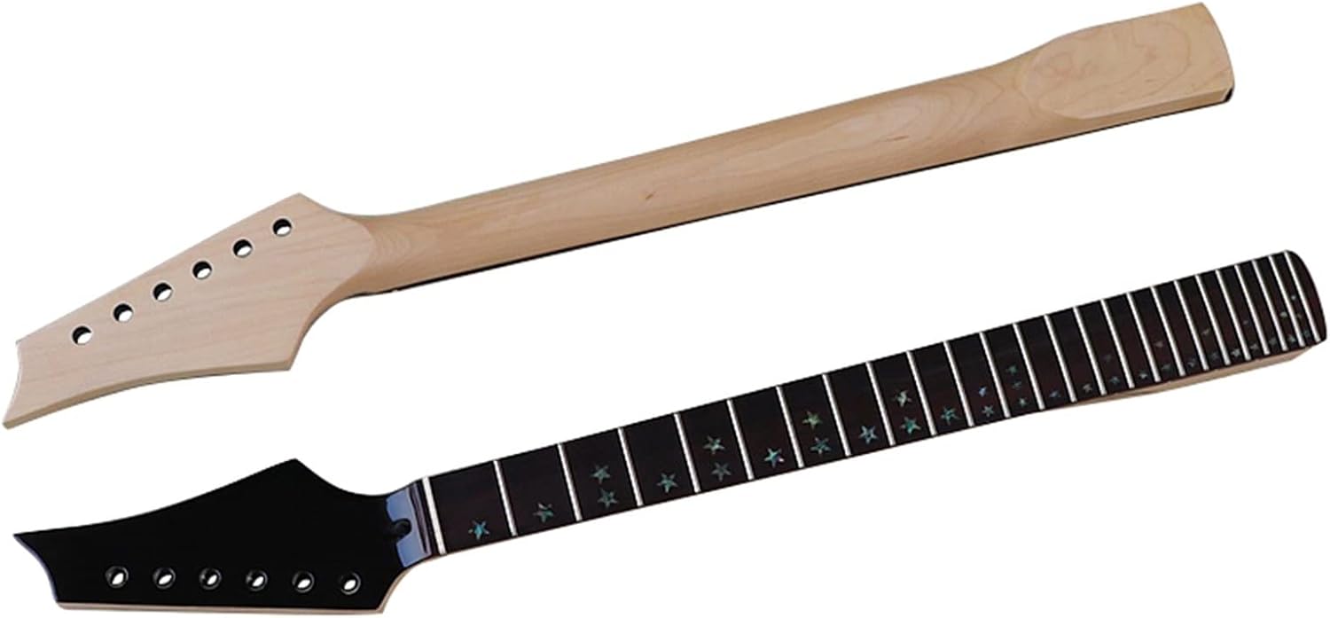 6 String Electric Guitar Neck 24 Frets Maple Wood Fingerboard with Color Shells Star Position Unfinished Guitar Neck (Color : 01)