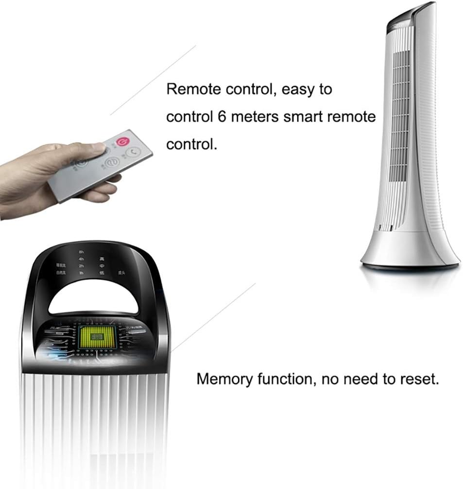 NBgy Tower Water-Cooled Fan, Water-Cooled Air Cooler Silent, No-Leaf Vertical Fan Anti-Dump Timing Design, Suitable for Family Hotel Office, White, 106x33x34cm