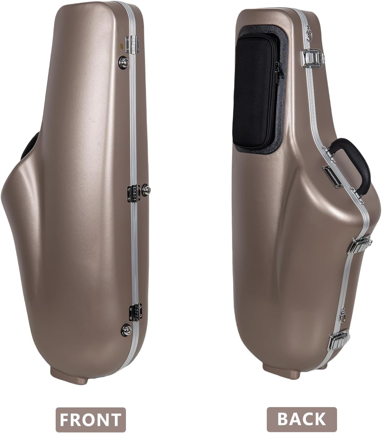 Crossrock ABS Tenor Saxophone Case – Contoured Champagne Finish, Burgundy Velvet Interior, Accessory Pocket, Security Lock & Detachable Strap