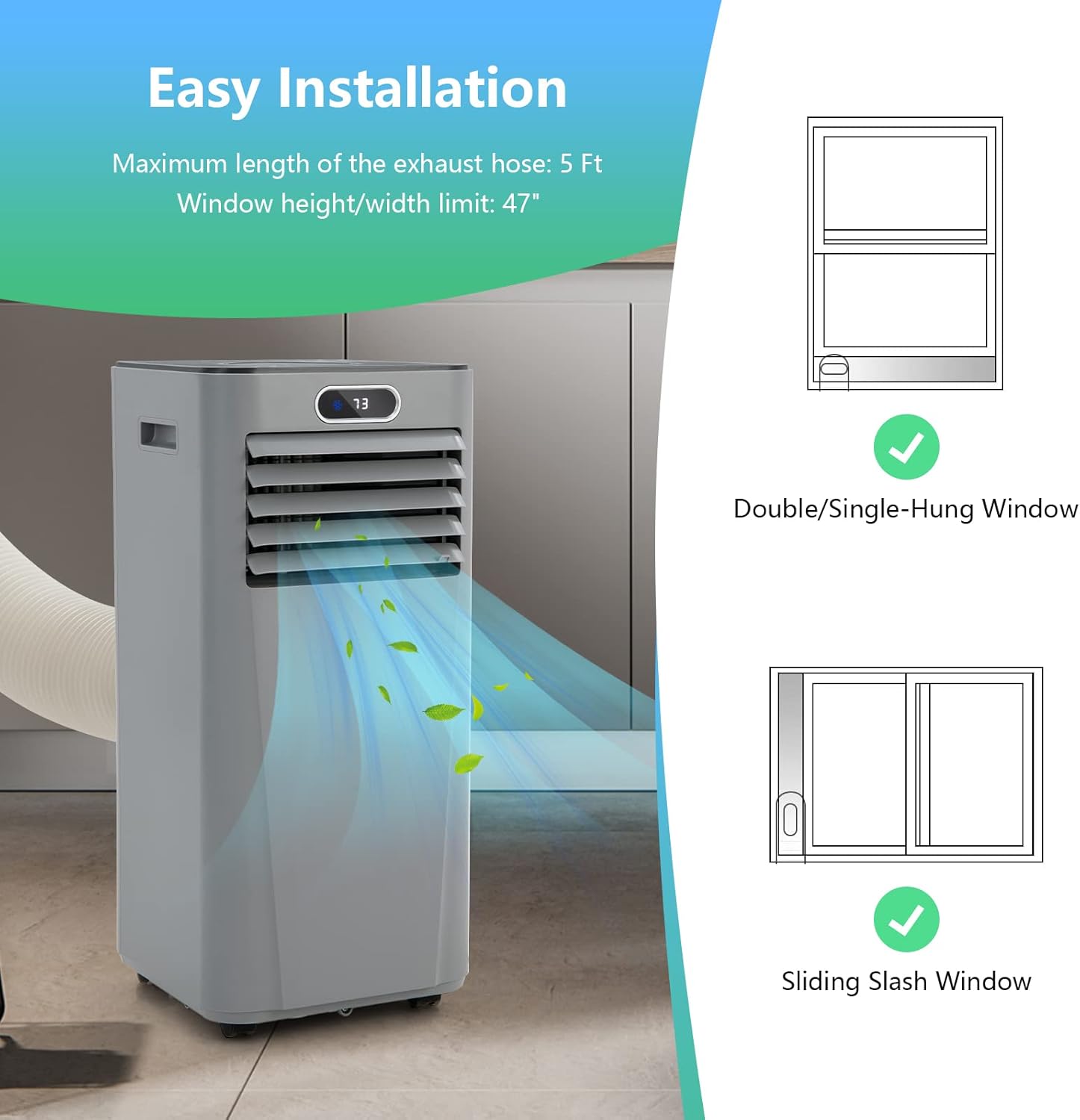 ARLIME Air Conditioner Portable, 10000 BTU Cools up to 350 sq. ft, Portable AC Unit with Fan & Dehumidifier, 2 Speed, Child Lock, 24H Timer, LED Display, Air Cooler for Living Room, Bedroom, Office