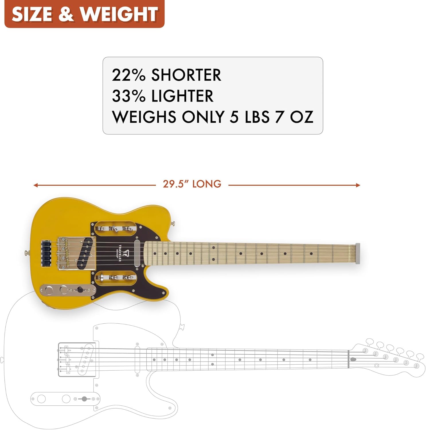 Traveler Guitar EG-3 (Butterscotch Blonde) Electric Travel Guitar | Lightweight, Portable, Headless, Practice Guitar w/Gig Bag