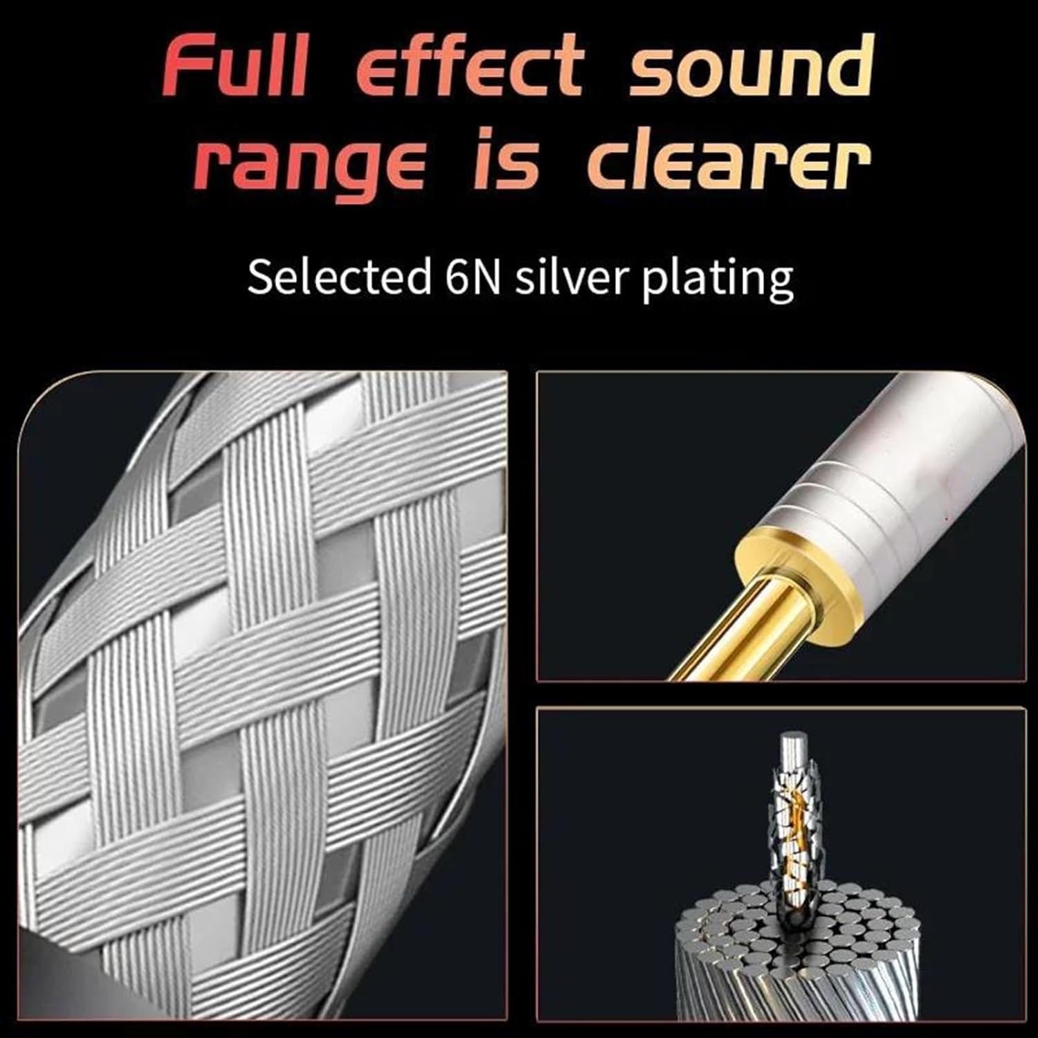 Guitar Audio Cable 6.5mm to 6.5mm Cable for Speaker Amp Instrument Guitar 6.35 Jack Male to Male 6N Silver Plated Stereo Aux Cable(0.5m)