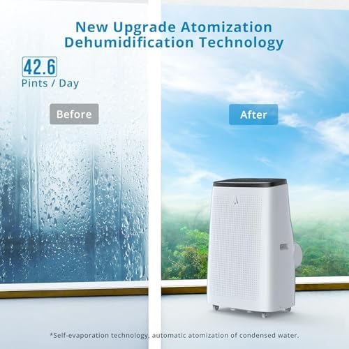 14000 BTU Portable Air Conditioner 3-In-1 Cooling Unit for 500-700 Sq Ft Rooms With Remote Control, LED Display, 24-Hour Timer, Sleep Mode, Dehumidifier, and Fan Function,Black top cover