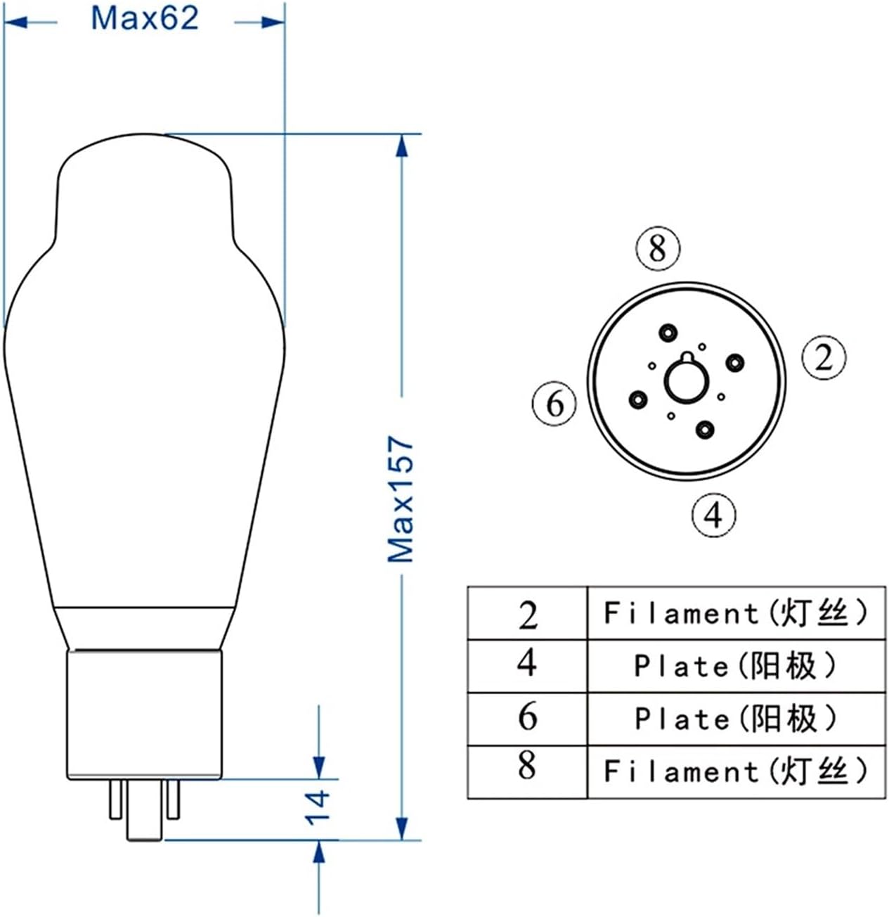 Vacuum Tube Rectifier Tube HiFi 274B Rectifier Tube Replica 274B 5U4G U52 GZ34 5R4 5AR4 for Vacuum Tube Amplifier(2 pcs)