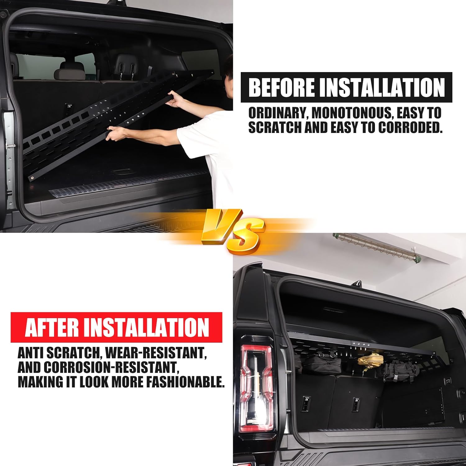 for Hummer EV SUV Accessories Rear Trunk Cargo Racks Storage Panel for 2024 2025 Hummer EV Modular Storage Panel System SUV Trunk Shelf Luggage Carrier Rear Cargo Racks Organizer (Aluminum)