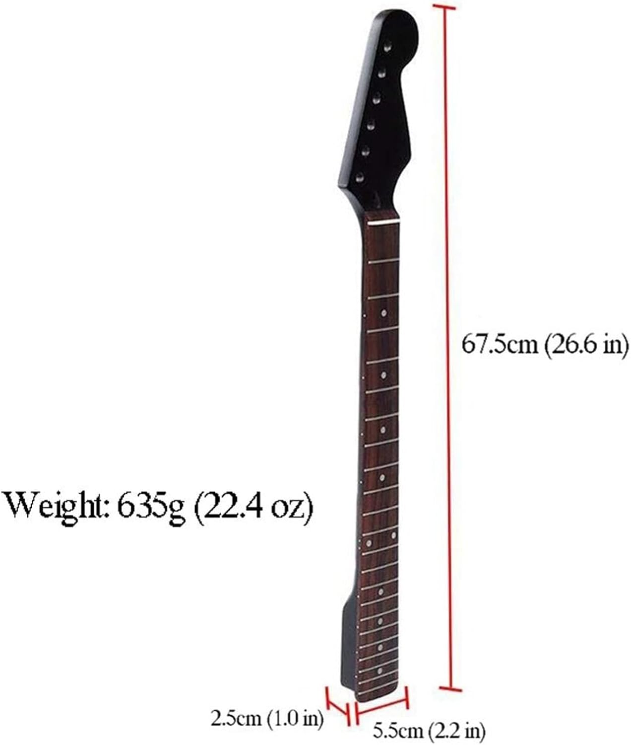 Matte Black 22 Fret Electric Guitar Neck/Maple Stem/Rosewood Fingerboard Guitar Accessories Unfinished Guitar Neck