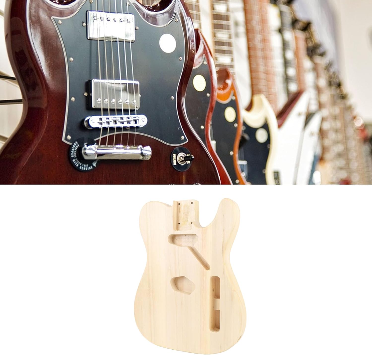 Walnut Wood Electric Guitar Body, Single Pickup Hole Replacement, Crafted with Excellent Attention to Detail for Guitar Components