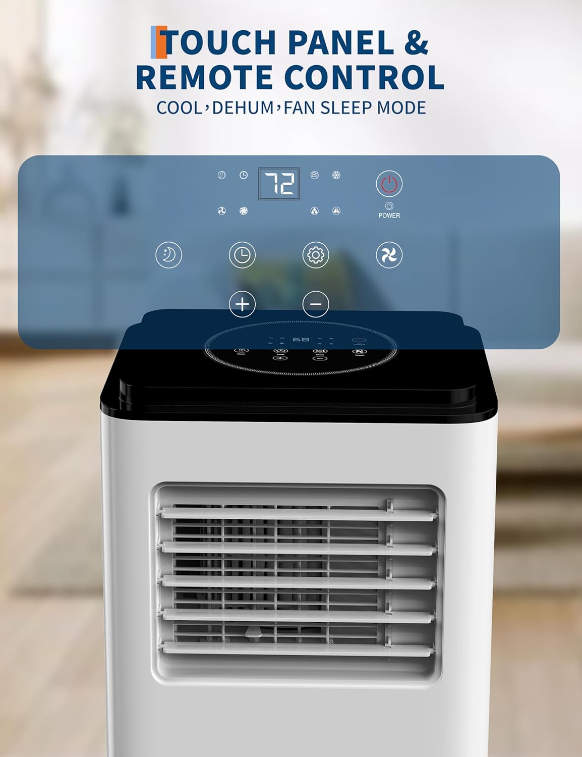 80000 BTUs (ASHRAE) / 5000 BTUs (SACC) Portable Air Conditioner – Ultra-Quiet Room AC with Cooling, 39 Pints/Day Dehumidification, 2-Speed Fan, Remote Control, Timer, for Rooms Up to 350 Sq.Ft.