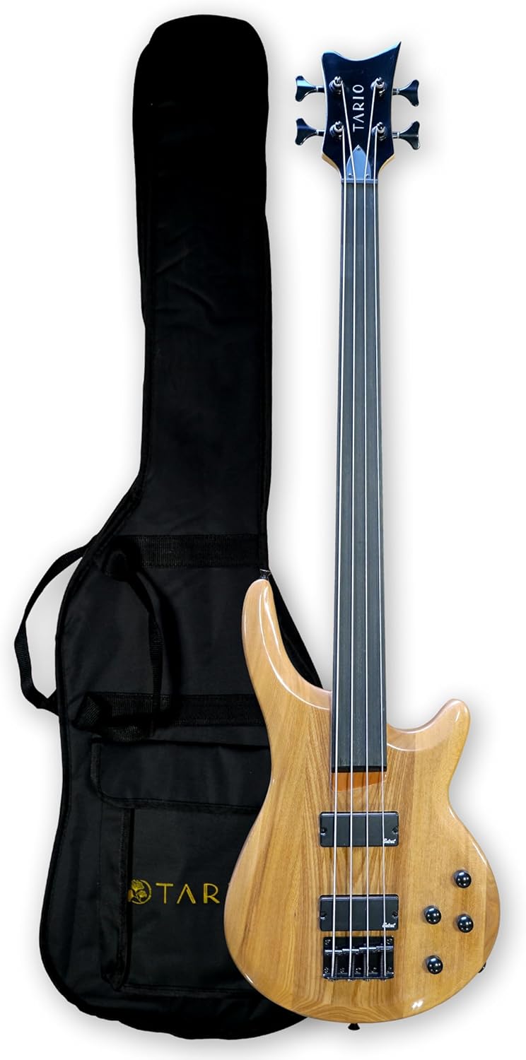 TARIO Fretless 4 String Electric Bass Bolt_On Maple Neck,basswood Body