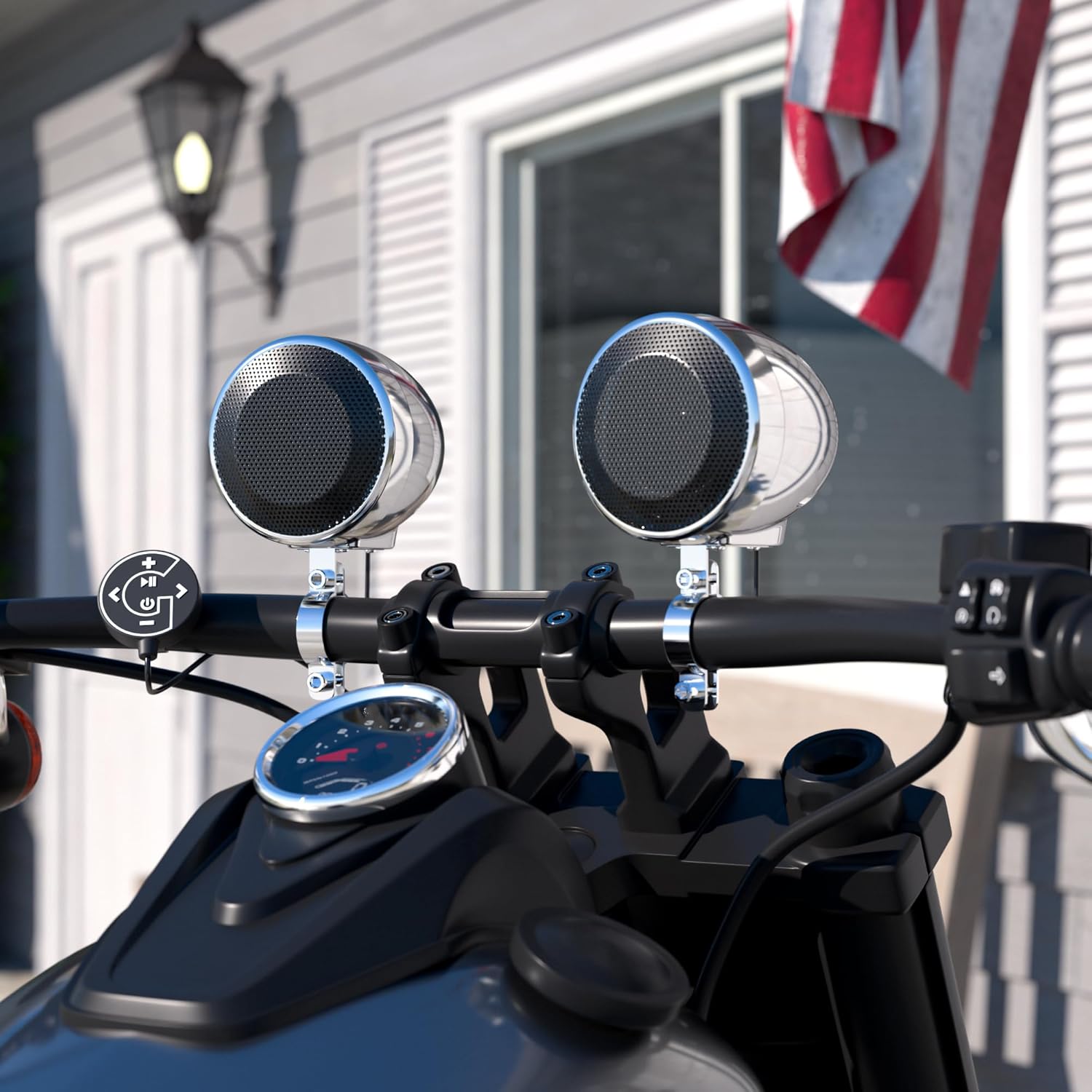 GoHawk Bluetooth Motorcycle Speakers and Amplifier Audio Sound System, 4 Inch Weatherproof Speakers, Volume Control, FM Radio, Perfect for Motorcycles/ATVs