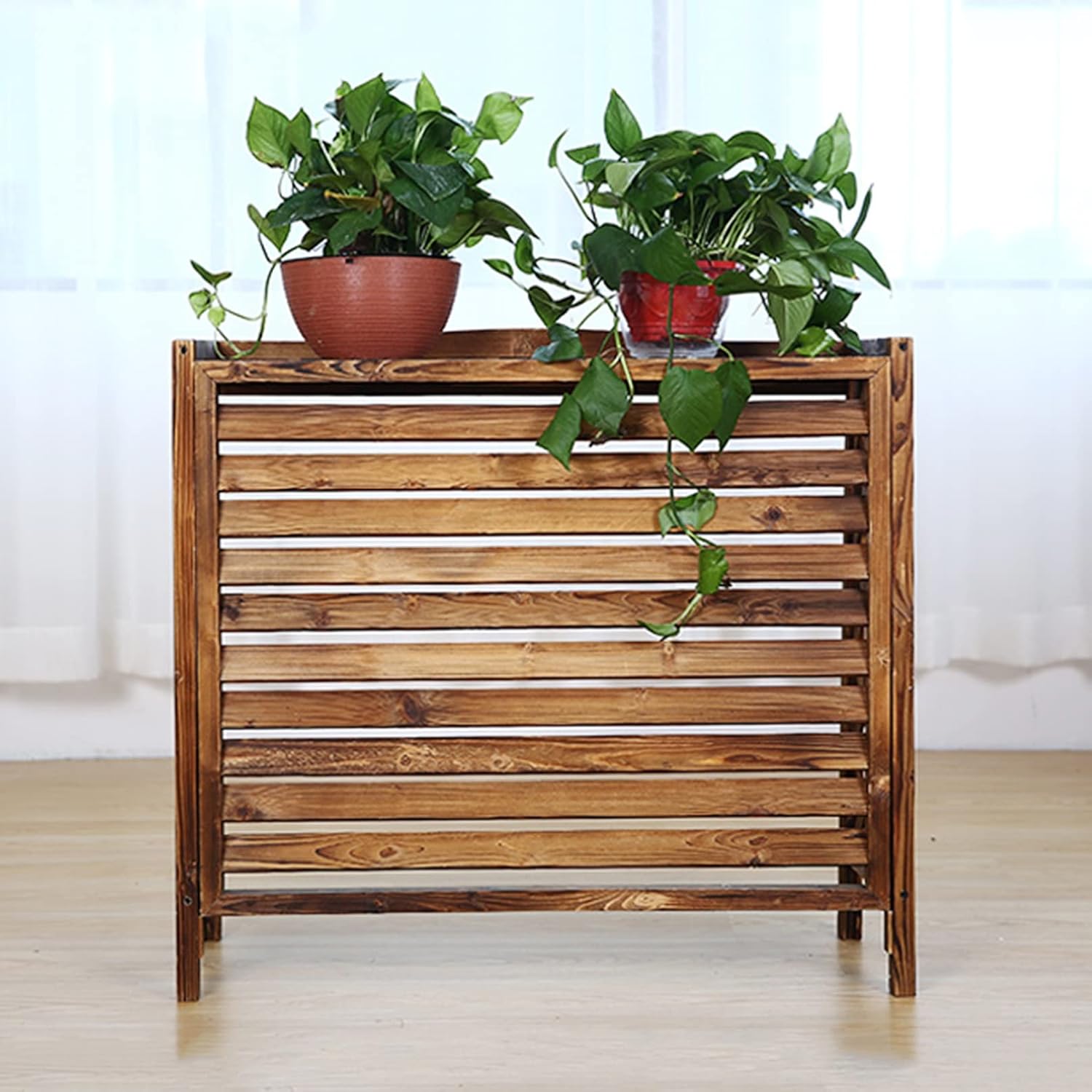 Cover for Outdoor Solid Wood Privacy Screen Fence Air Conditioning Cover - Protective Grilles for AC & Heat Pump - Space Divider, Trash Can Enclosure, Flower Stand & Air Conditioner Rack