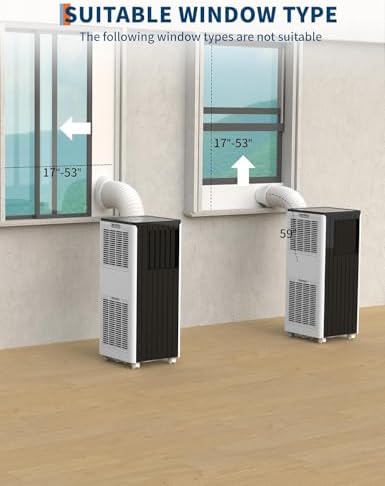 8000 BTU Portable Air Conditioner - Fast Cooling for Rooms Up to 350 Sq Ft | (AC, Dehumidifier, Fan, Sleep Mode) | Includes Remote & Window Venting Kit | Sleek Black Finish for Home/Office