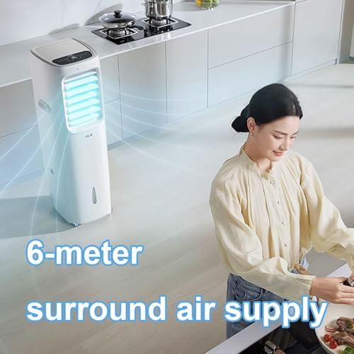 Ventless Portable Air Conditioner with Dehumidifier Stand Up Ac Unit with 25L Water Tank Device Encircling Air Supply Universal Wheel Design Air Cooler