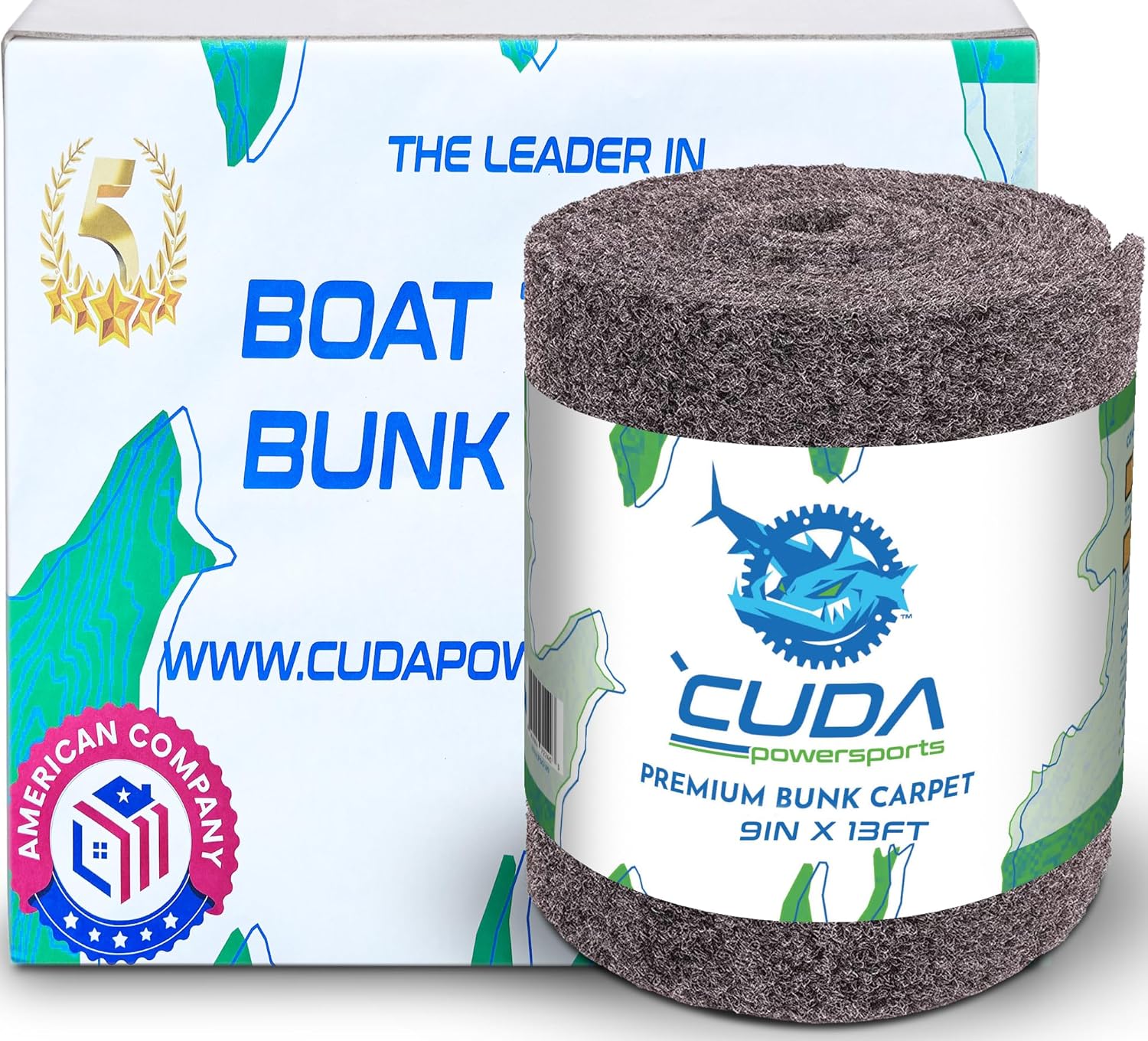 Cuda Boat Trailer Bunk Carpet 9 Inch Wide x 40ft-Premium Pontoon Trailer Bunk Carpet Marine Grade Parts Accessories Gray Grey Charcoal Lift Runners Covers Waterproof