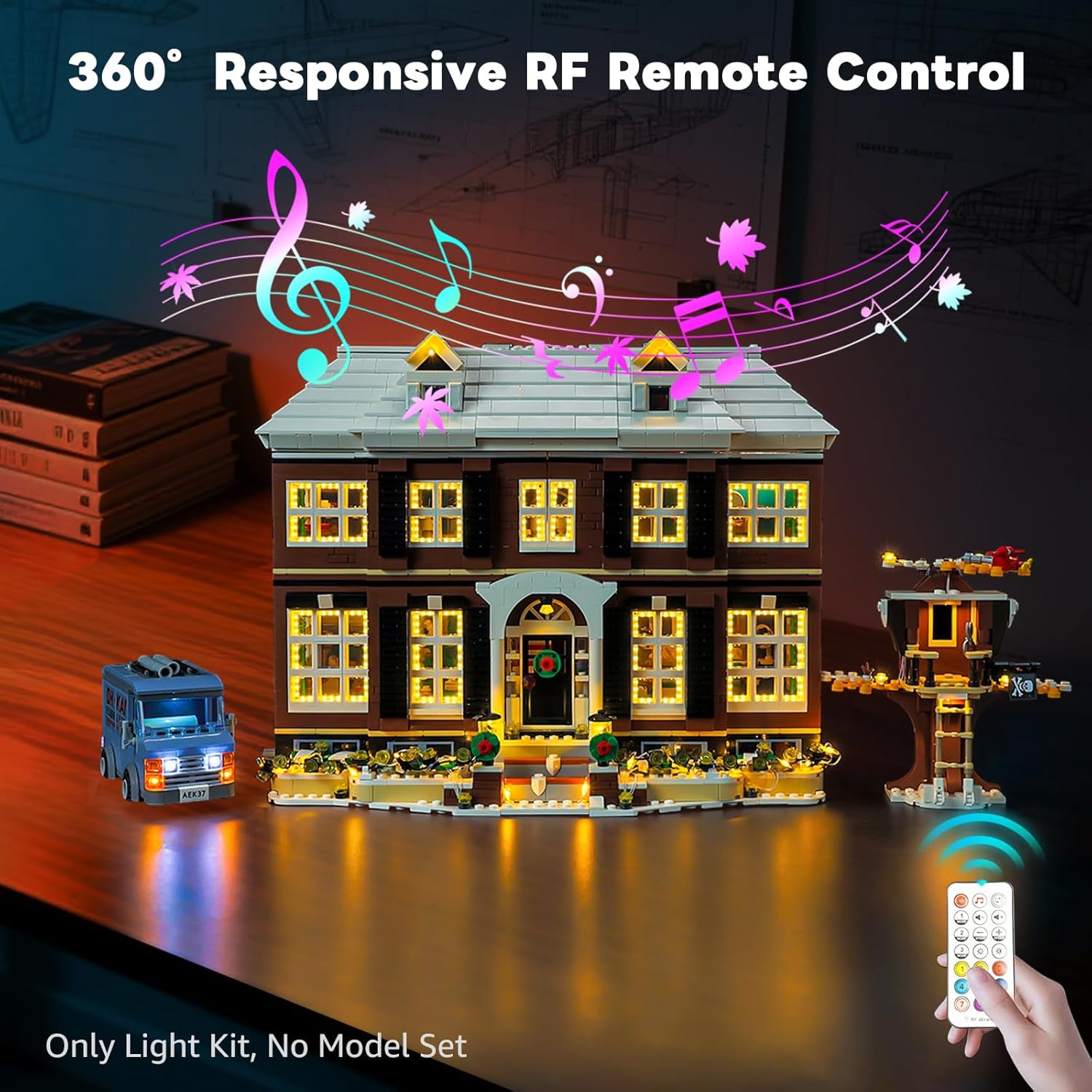 Kyglaring LED Light Kit Compatible with Lego Home Alone 21330 Building Blocks, Upgraded Original Movie Sound & Christmas Window Lights & Remote Control (Lights Only, No Model Set) Ultimate Edition