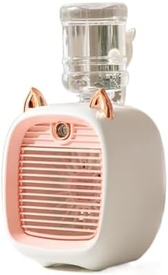 Portable Air Humidifier Fan, Rechargeable Spray Cooling Fan, 1200/2400mAh Battery, 3-Speed Wind, Adjustable Mist for Outdoor & Home Use(Pink)