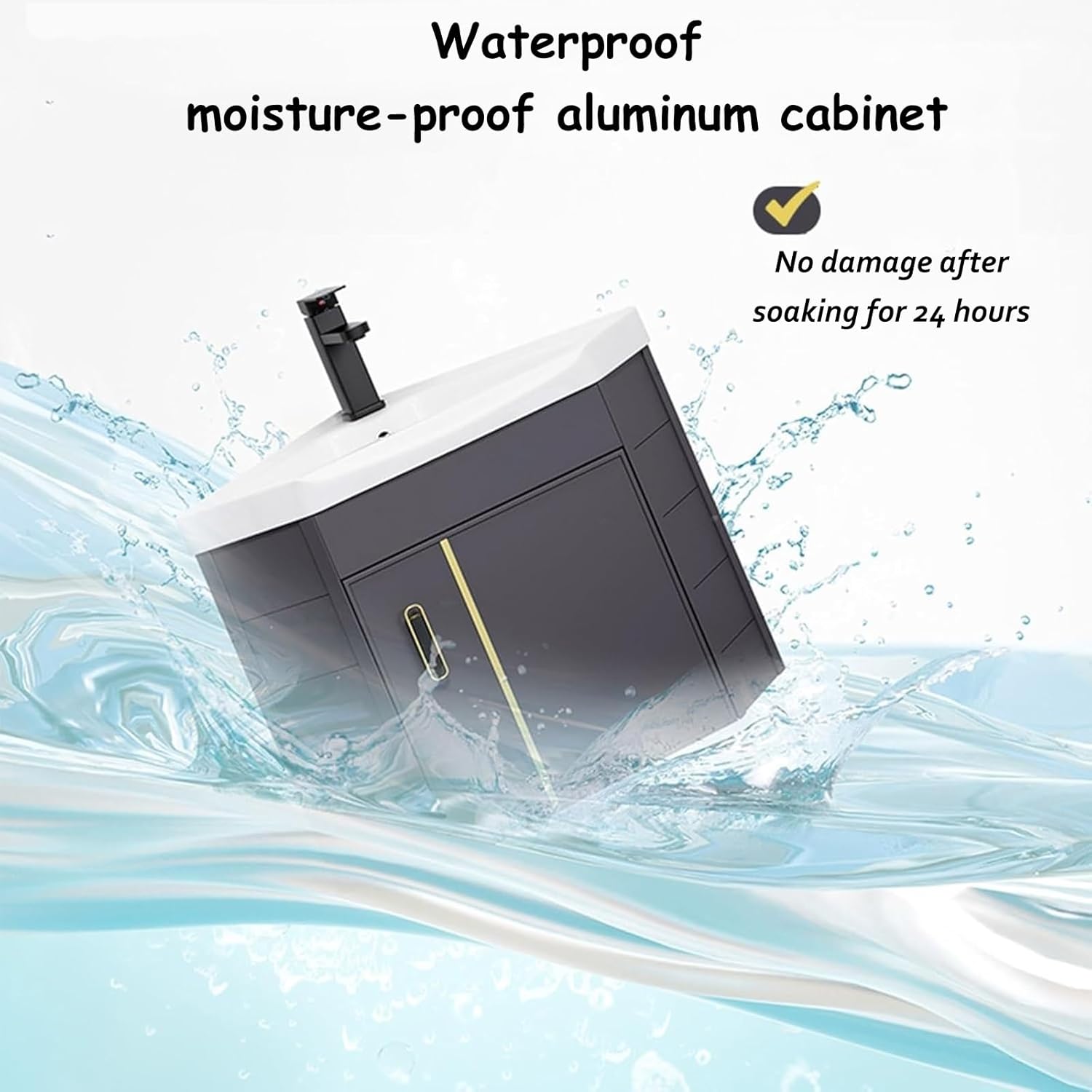 Sink,Corner Bathroom Vanity Cabinet with Sink, Wall Mount Bathroom Sink for Small Space, Utility Washing Hand Basin Design, for Home Kitchen Patio Room,One Color-Black White