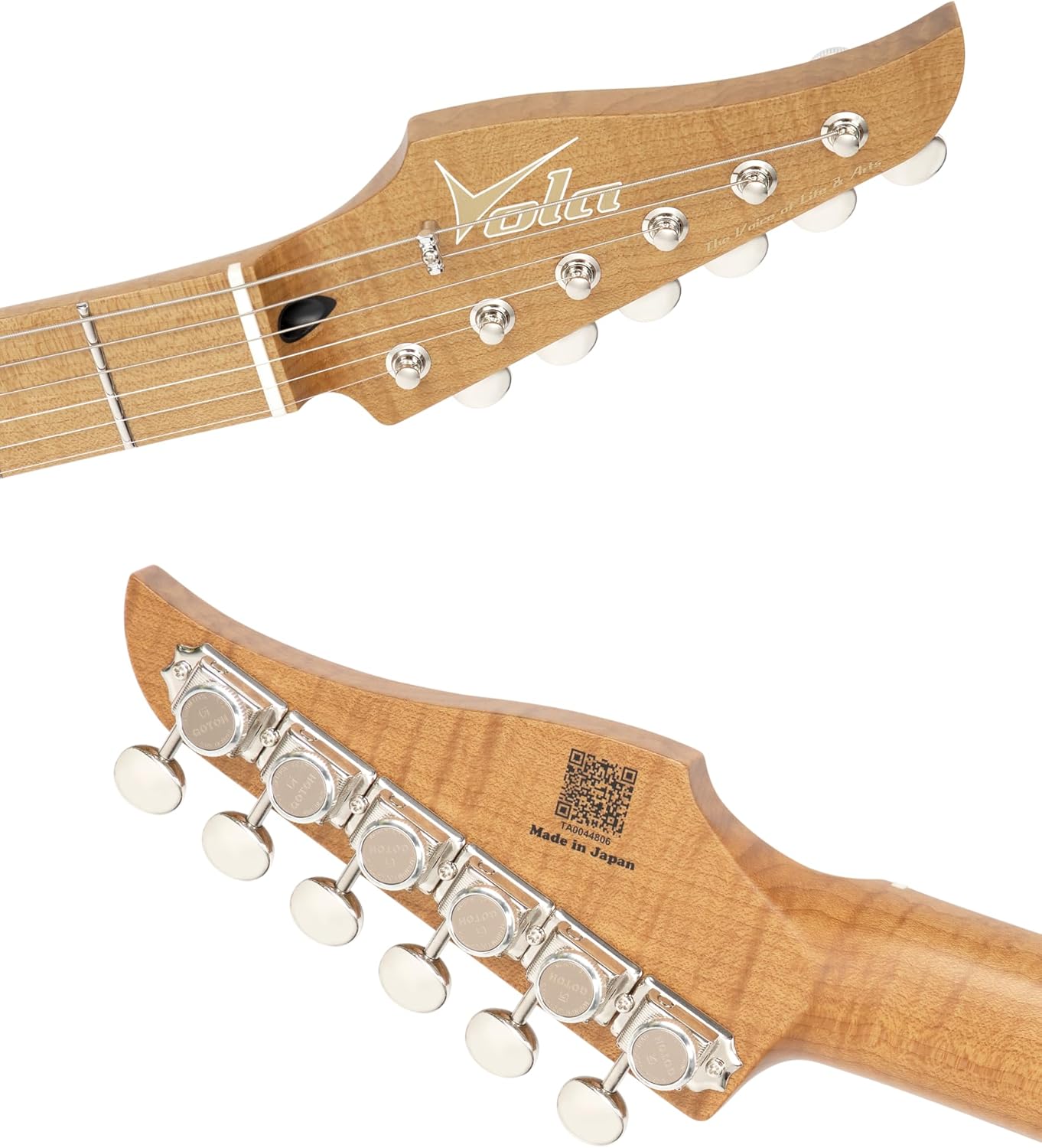 Vola Electric Guitar JZ FRO Olympic White Gloss Handmade in Japan MIJ Roasted Flame maple Neck Stainless Steel Frets Gotoh Bridge Gotoh Locking Tuner 6 Strings Modern C Neck For All Levels