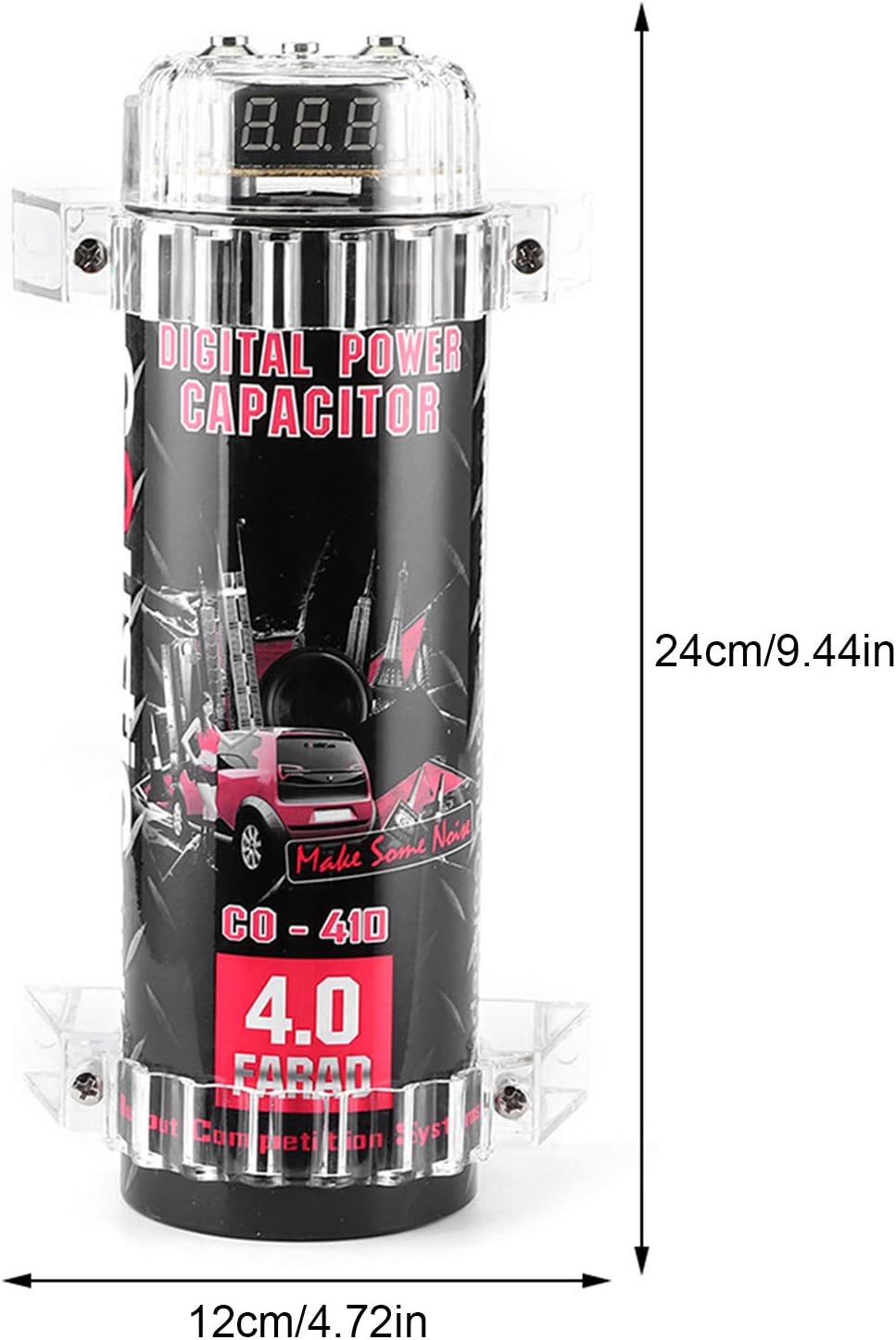 Power Capacitor 4Farad LED Voltage Digital Display Power Cap Car Audio Amplifier 2000W