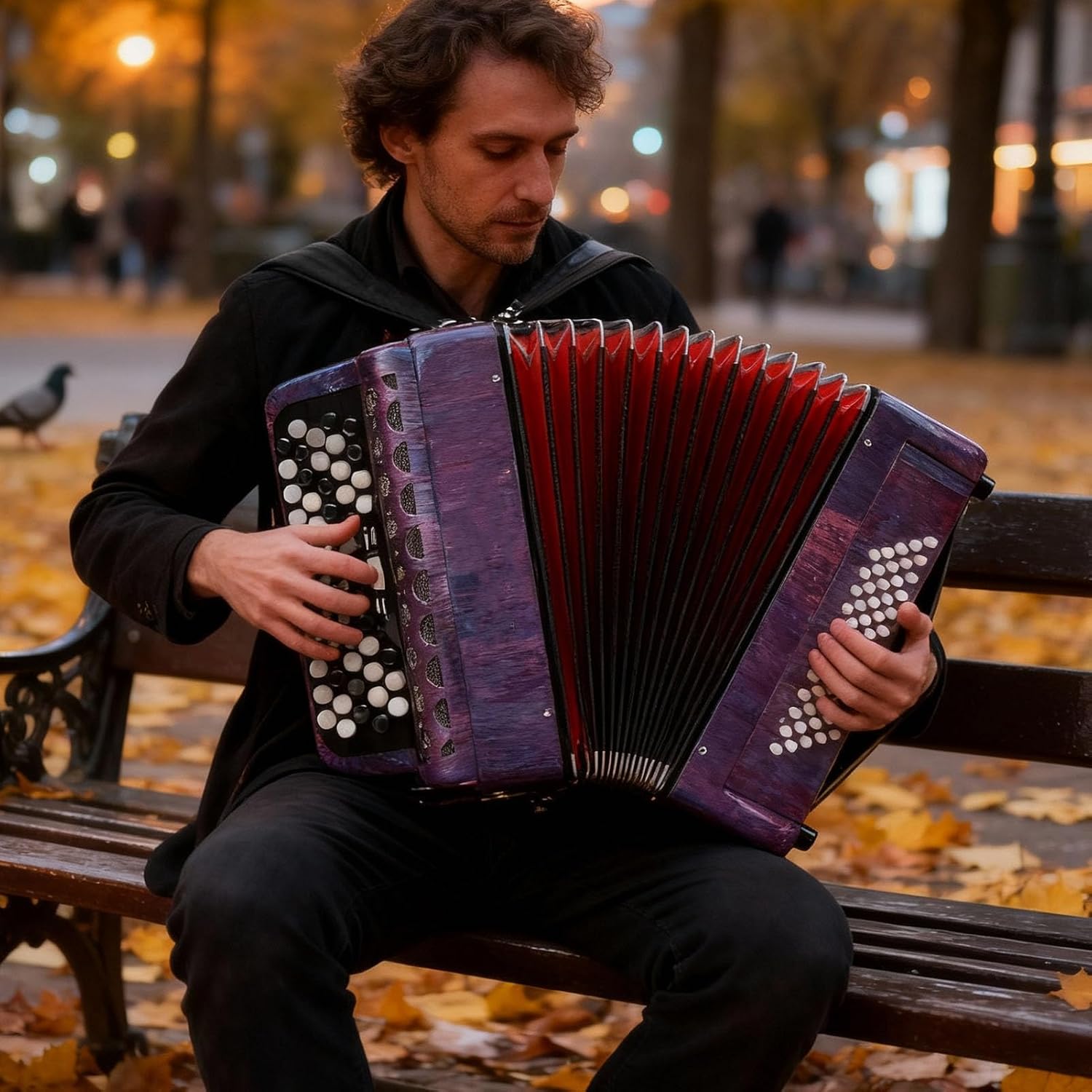 Bass Accordion, 62 Key 60 Button F B E Tuning Chromatic Accordion with Thicker Cases and Shoulder Strap Musical Instruments for Beginners Professional