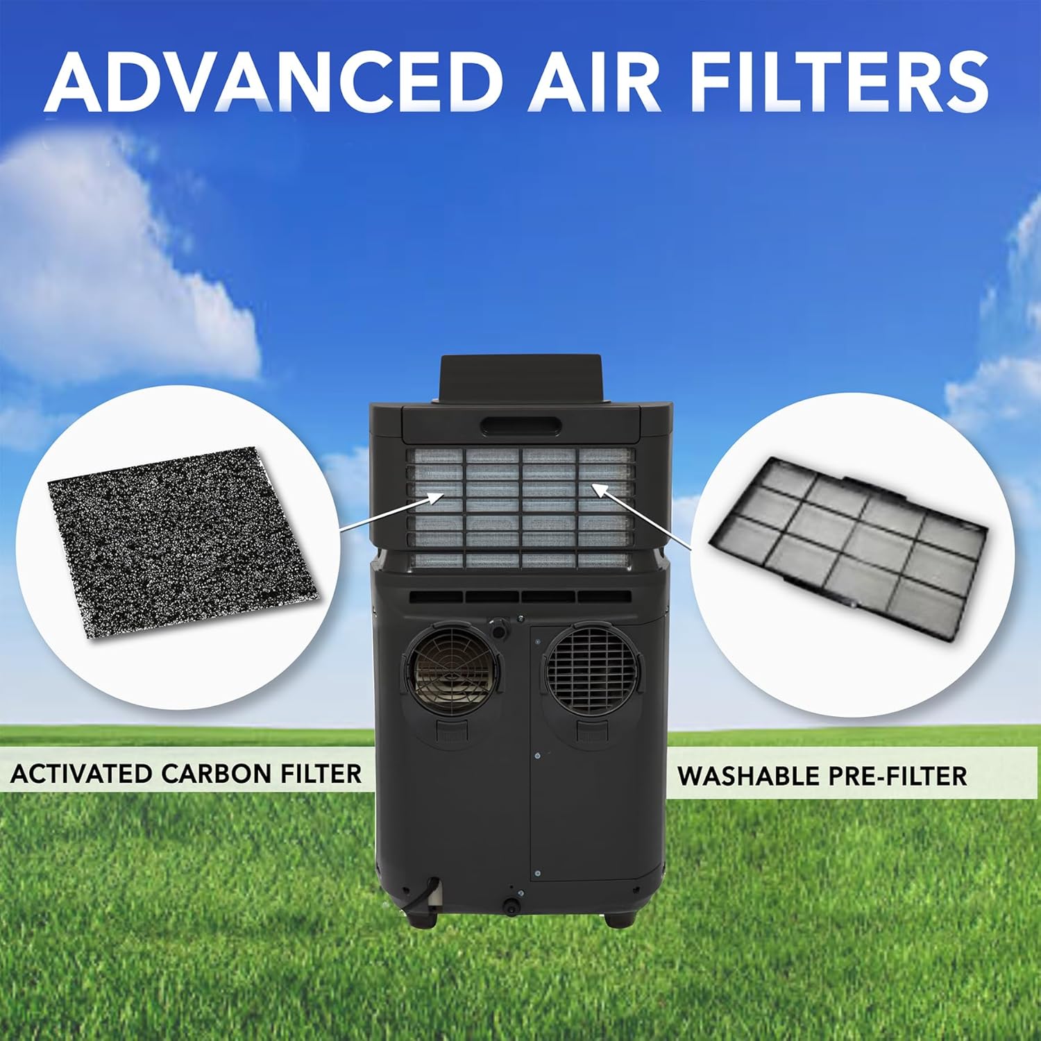 Whynter Portable Air Conditioner 12,000 BTU with Dual Hose Dehumidifier & Cooling Fan for 400 Sq Ft Rooms, Includes AC Unit Window Kit Elite ARC-122DS (7,000 SACC), Silver