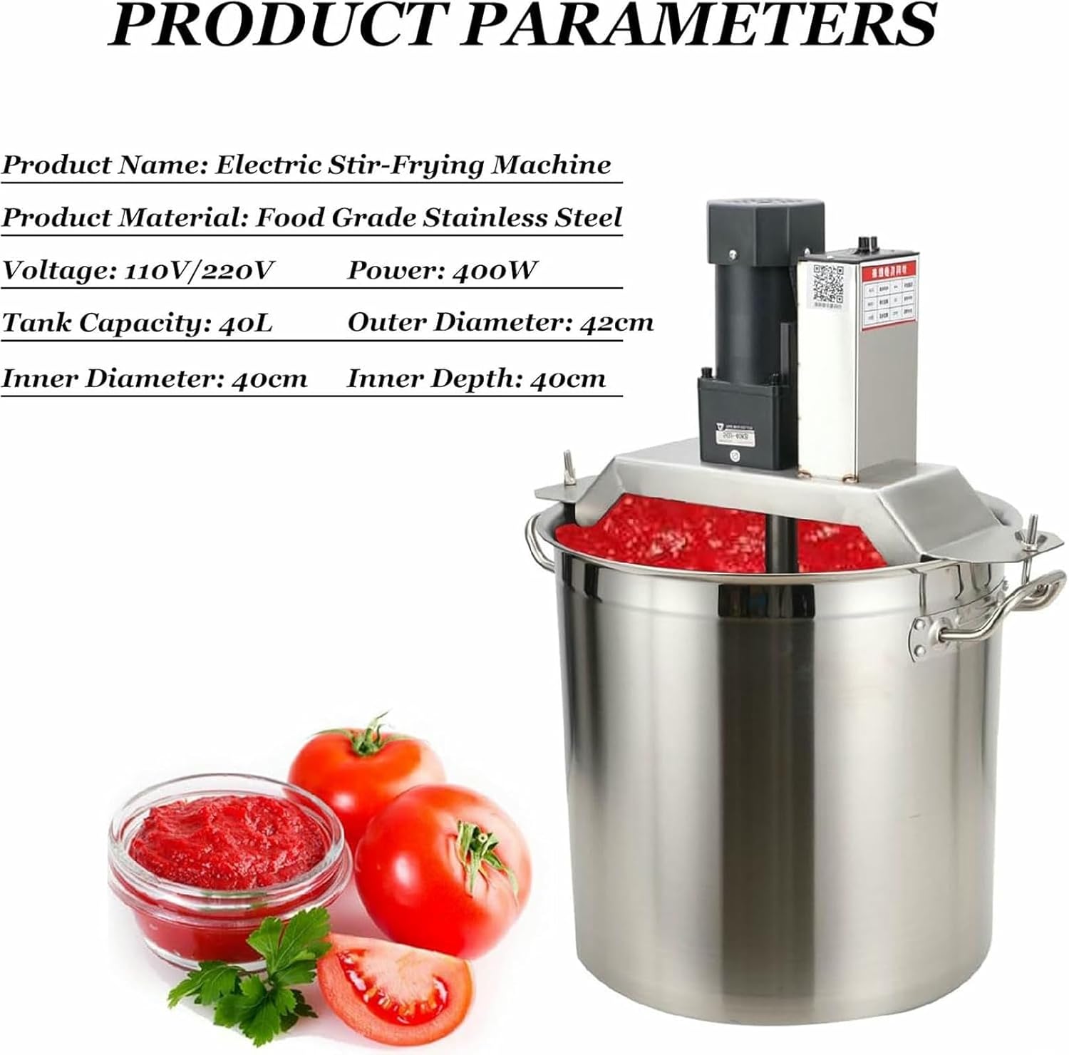 Commercial Food Stirrer Pot, Electric Stainless Steel Automatic Mixer Machine for Making Jam/Sauce/Filling