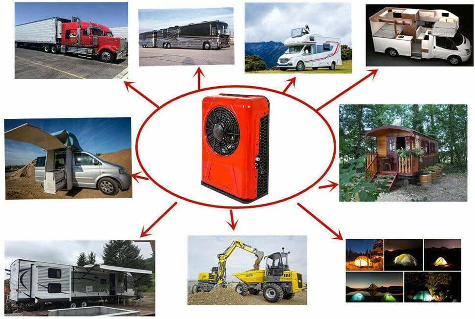 CNCEST 12v Air Conditioner RV Air Conditioner Kit Universal Electric A/C Unit for Cab Cooling - Portable Split AC with High 12000BTU for Caravan or Truck Cab Two Packages (Red 12V)