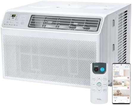 TCL H8W35W 8,000 8000 BTU Smart Window Air Conditioner, Fan & Dehumidifier, 350 Sq. Ft, Remote Control, Compatible with Alexa/Google Assistant, White