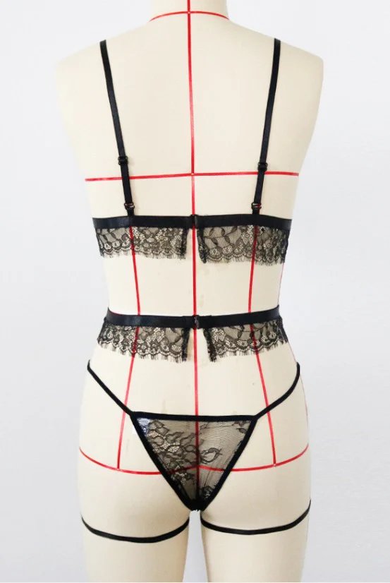 Women Sexy  Lace Lingerie Babydoll See-through Wireless Bra Set