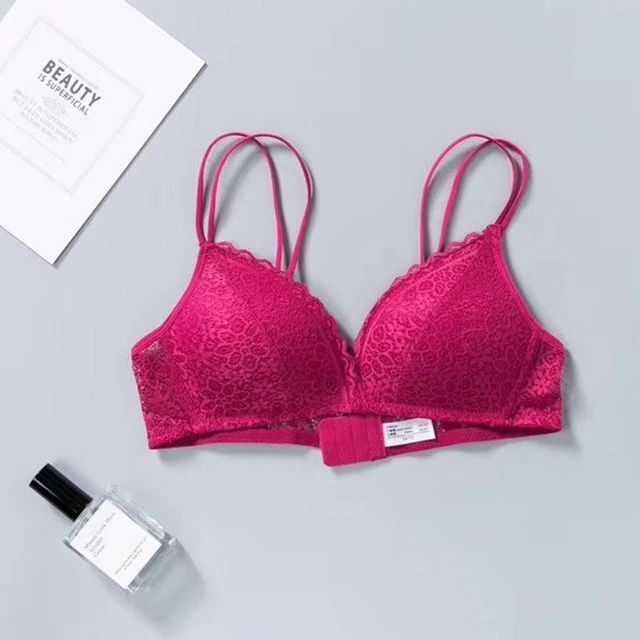 Womens Push Up Bra Sexy Triangle Brassiere Wire Free Lace Bra