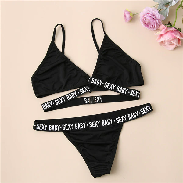 Summer Sexy Bra Thongs Bandage Cross Underwear Bra+Briefs Set