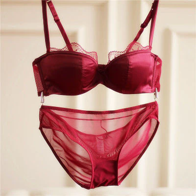 2 Piece Set Bra And Panties Satin Women's Underwear Sets