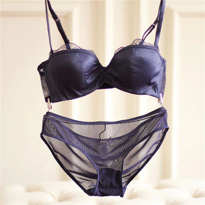 2 Piece Set Bra And Panties Satin Women's Underwear Sets