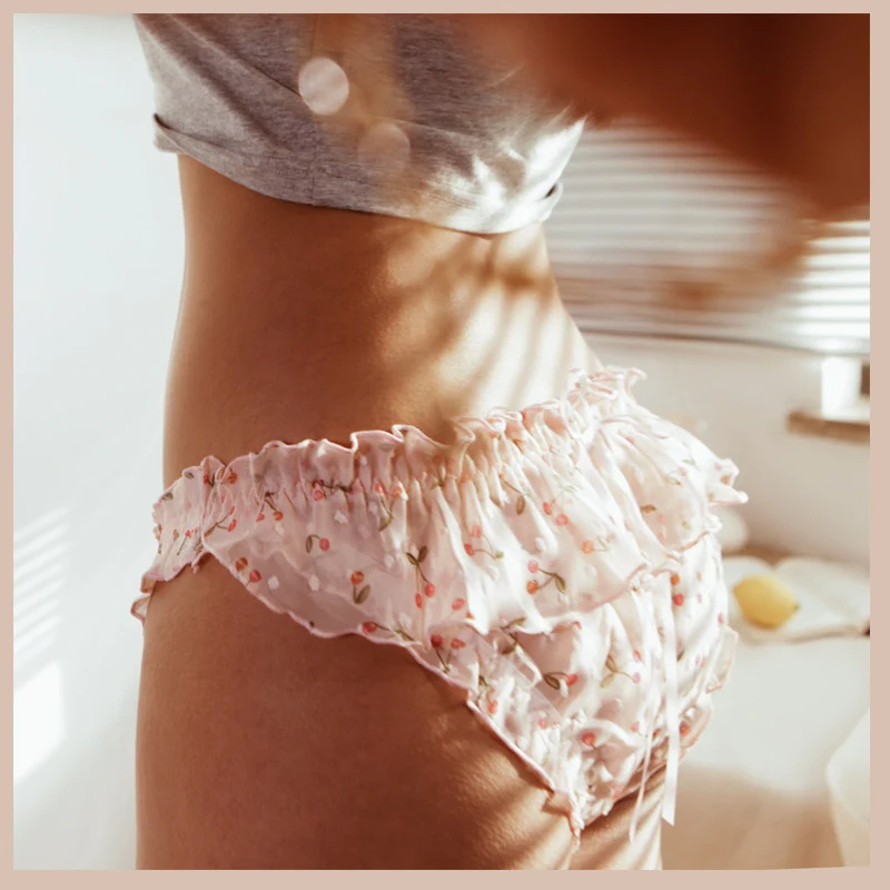 Women Sexy Cute Chiffon Cherry Print Women's Underwear
