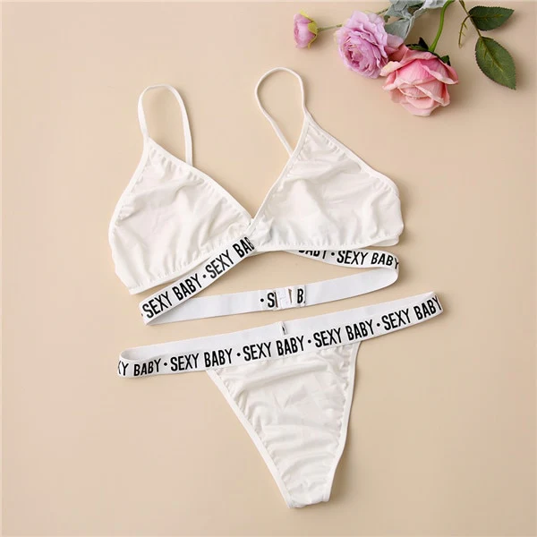 Summer Sexy Bra Thongs Bandage Cross Underwear Bra+Briefs Set